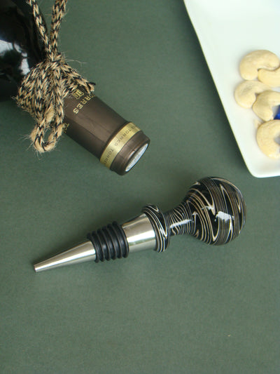 Noir Elegance Handblown Glass Wine Stoppers