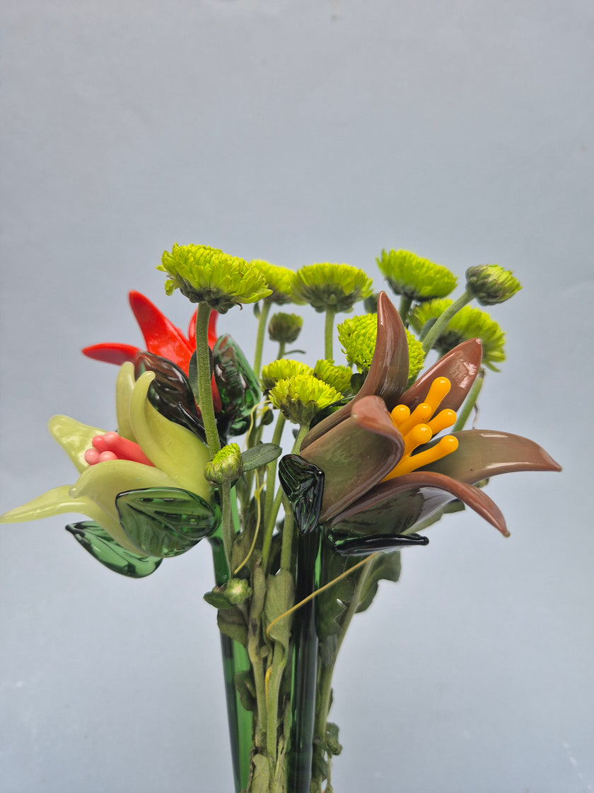 Tinsel Lily Glass Flower Stem - Earthy Brown