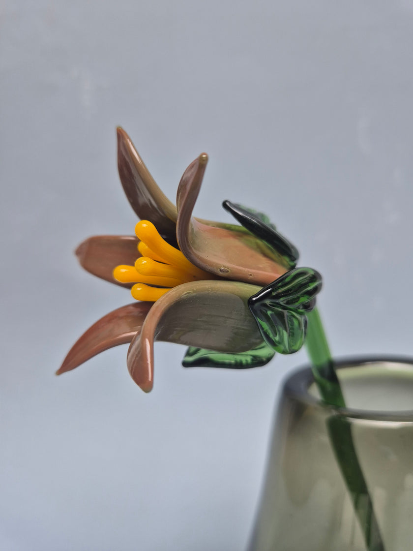 Tinsel Lily Glass Flower Stem - Earthy Brown