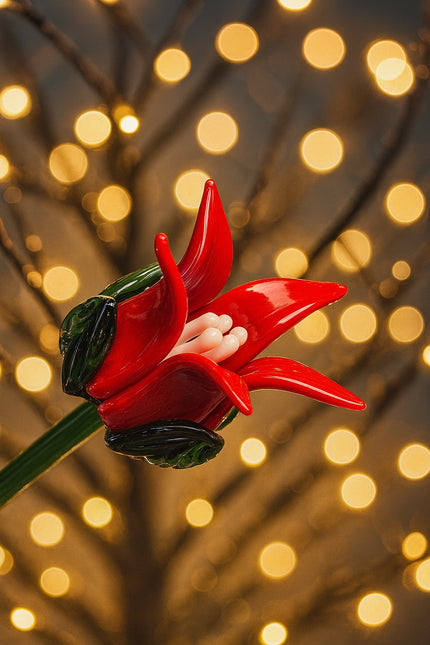 Festive Flame Lily-Glass Flower Stem