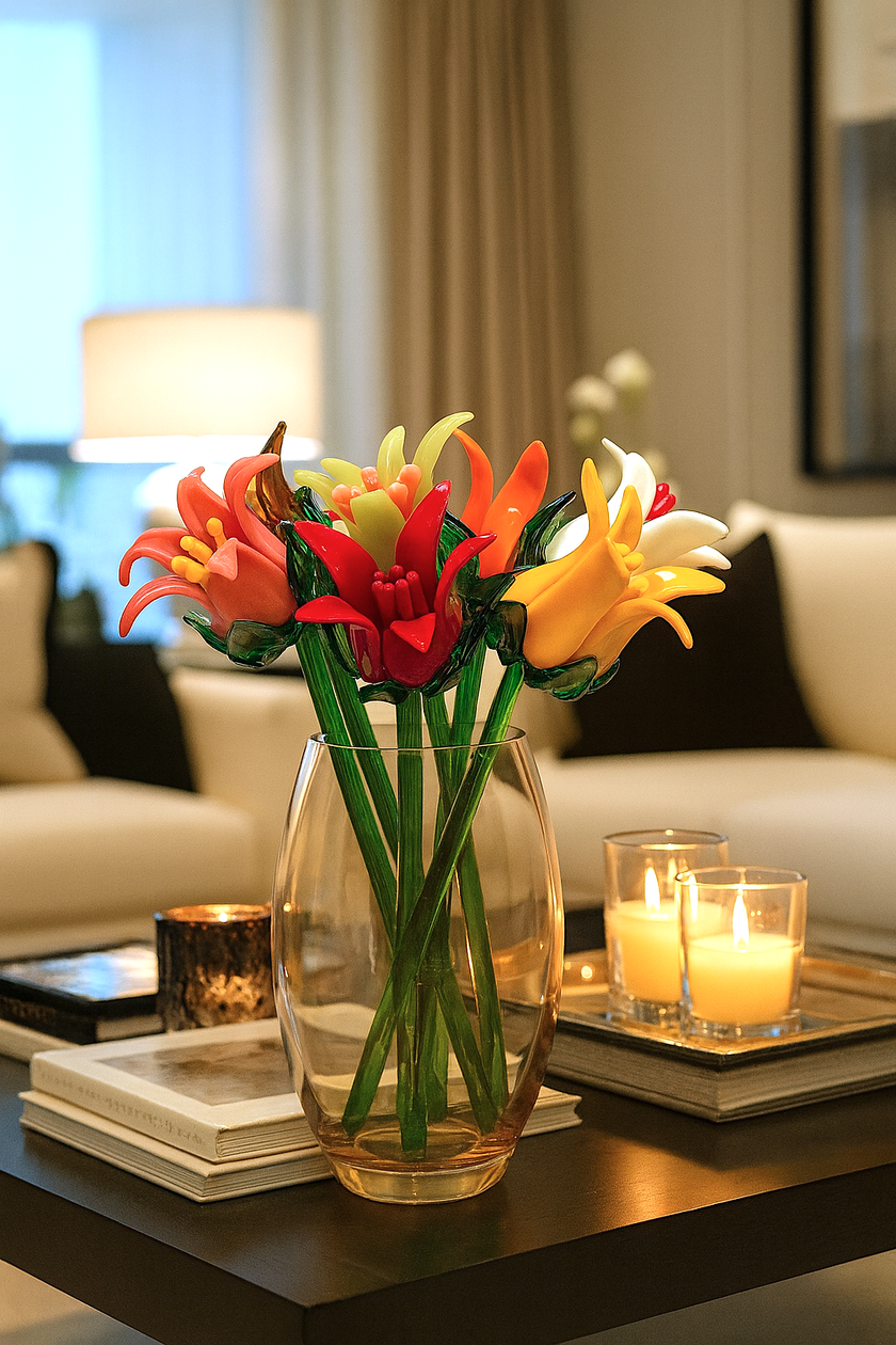 Tinsel Lillies- Glass Flowers &  Bouquet