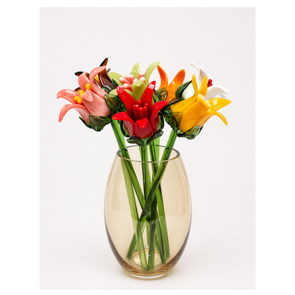 Tinsel Lillies- Glass Flowers &  Bouquet