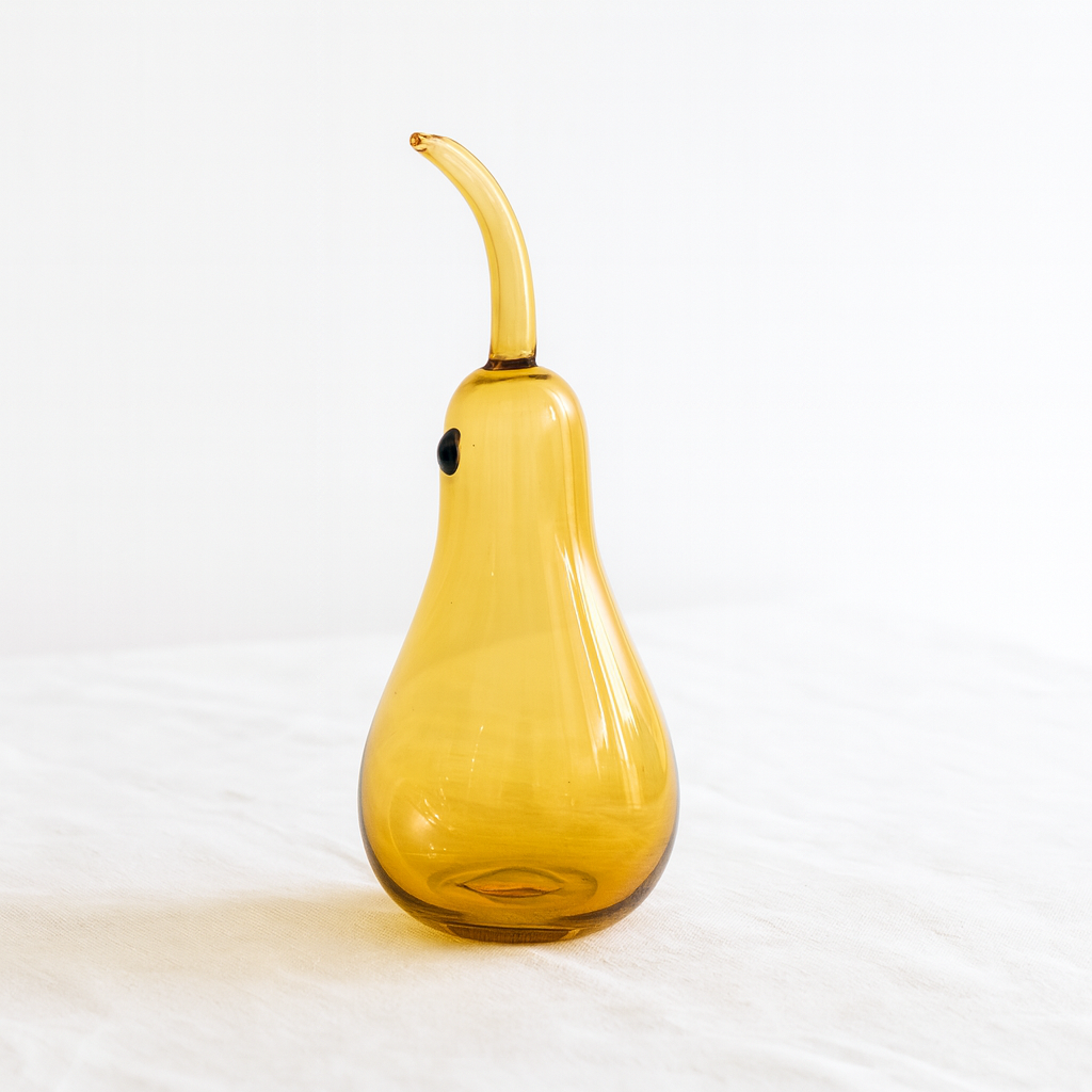 Murano Glass Style Decoration- Pear Amber