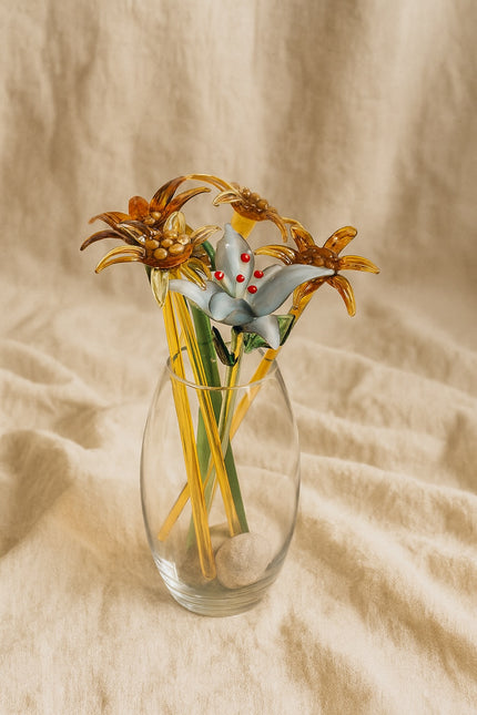 Golden Ember Lily— Handblown Glass Bouquet
