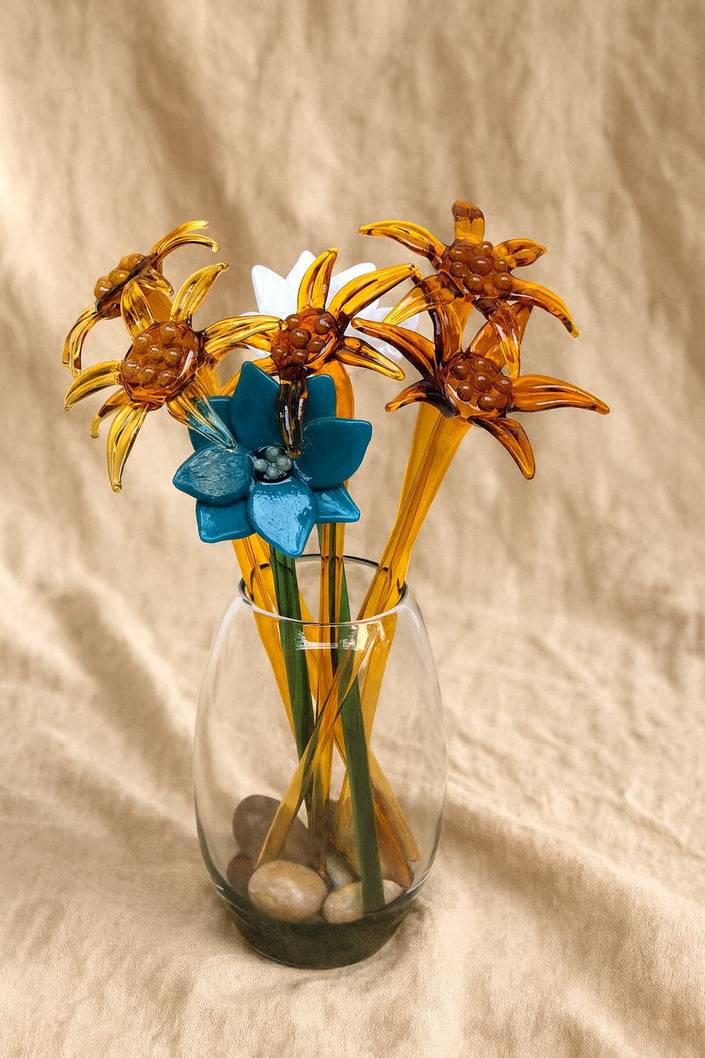 Golden Meadow Blossom — Handblown Glass Bouquet