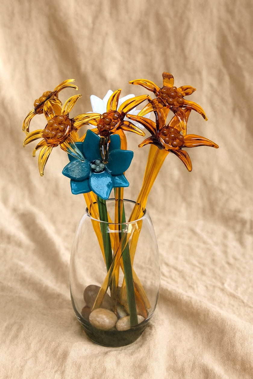 Golden Meadow Blossom — Handblown Glass Bouquet