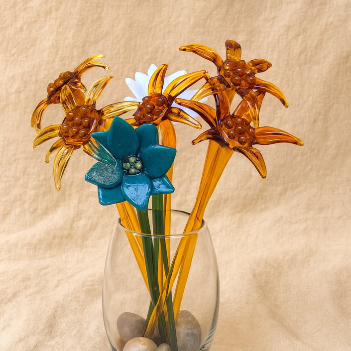 Golden Meadow Blossom — Handblown Glass Bouquet