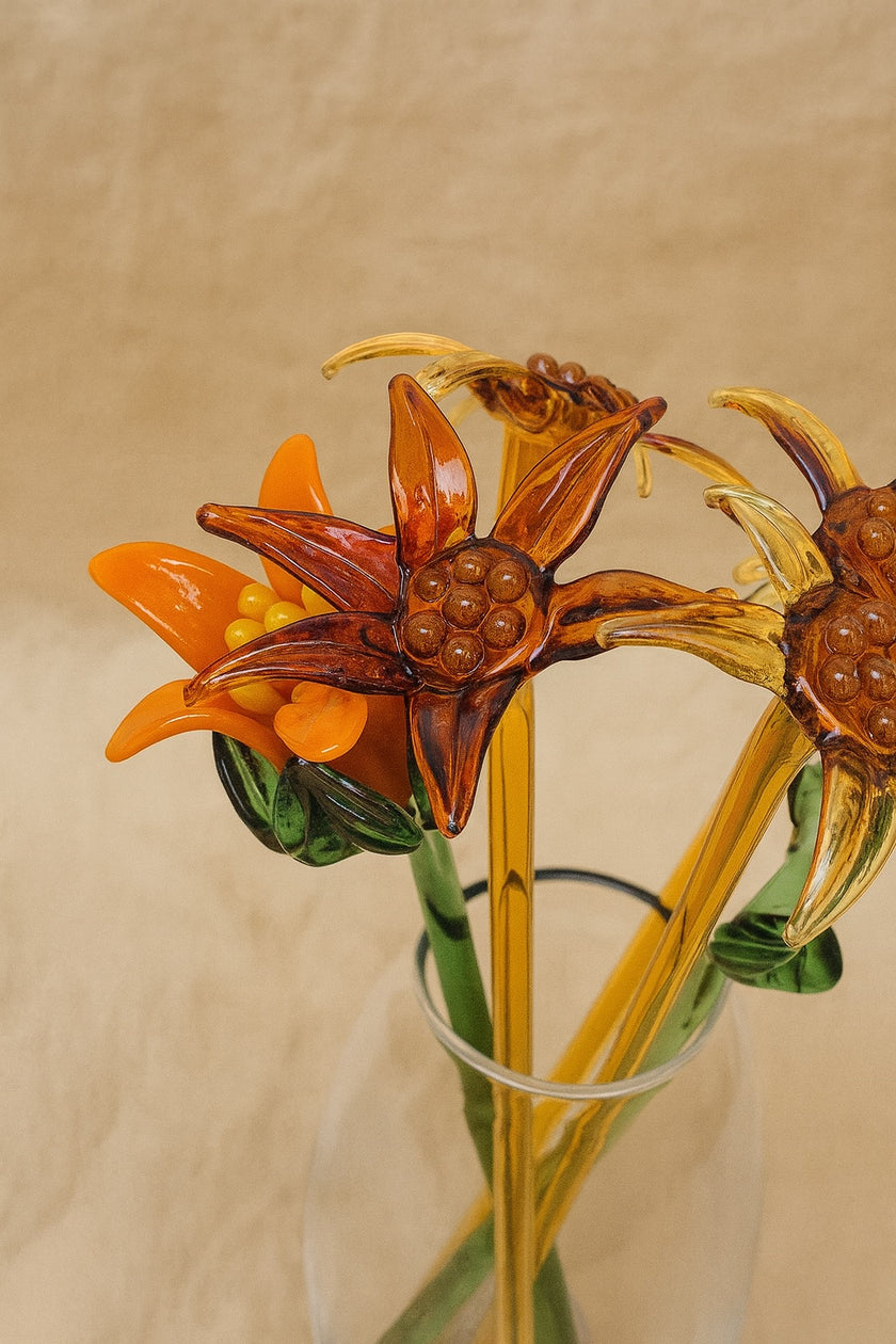 Golden Ember Lily— Handblown Glass Bouquet