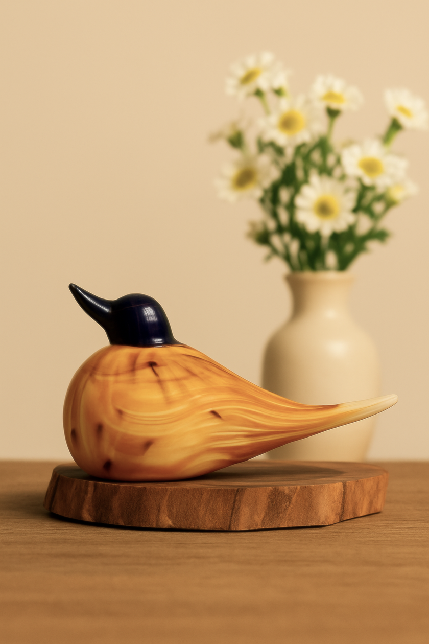Glass Bird Figurines - Golden Lark
