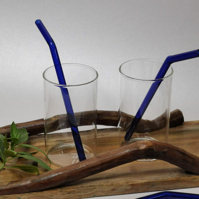 Glass Straws  Reusable (Set of 6 )- Brilliant Blue