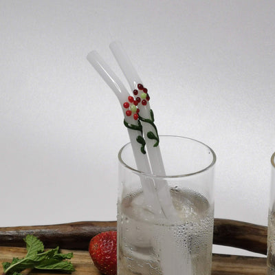 Glass Straws by Rustic Horse.Pack of 4 with Brush (Colour Mix