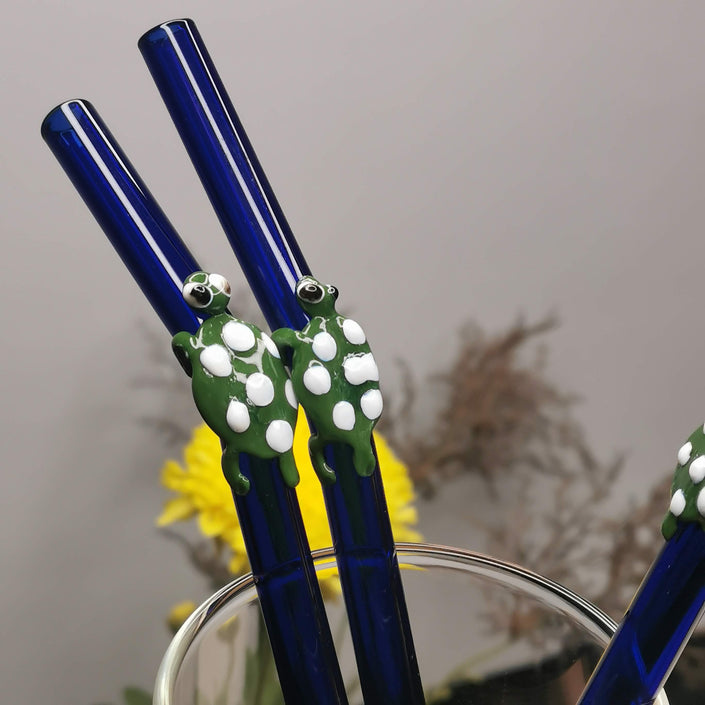 Turtle  Collection (Blue) Glass Straws- Set of 2