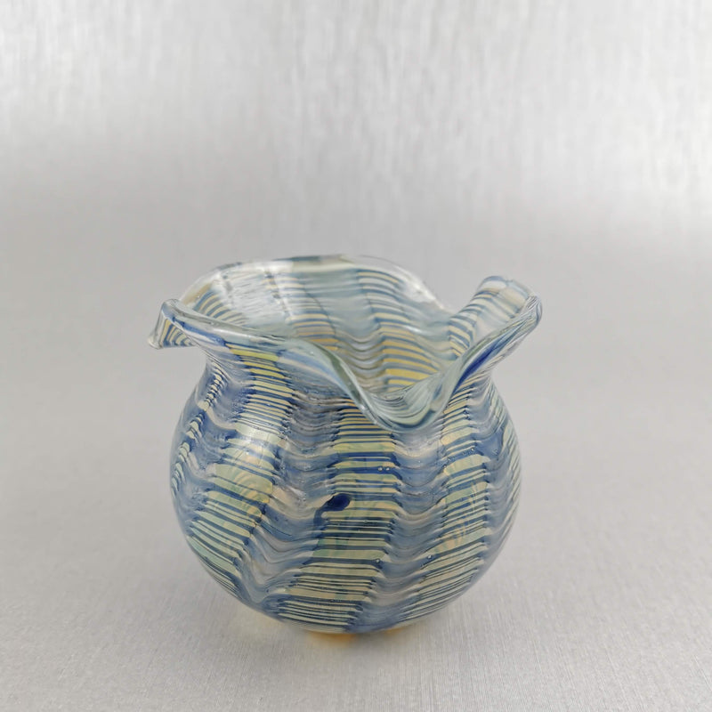 Art Glass  Bowl /Vase Blue wave Stella