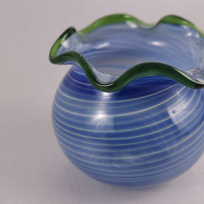 Art Glass  Bowl /Vase Blue wave Ibisco