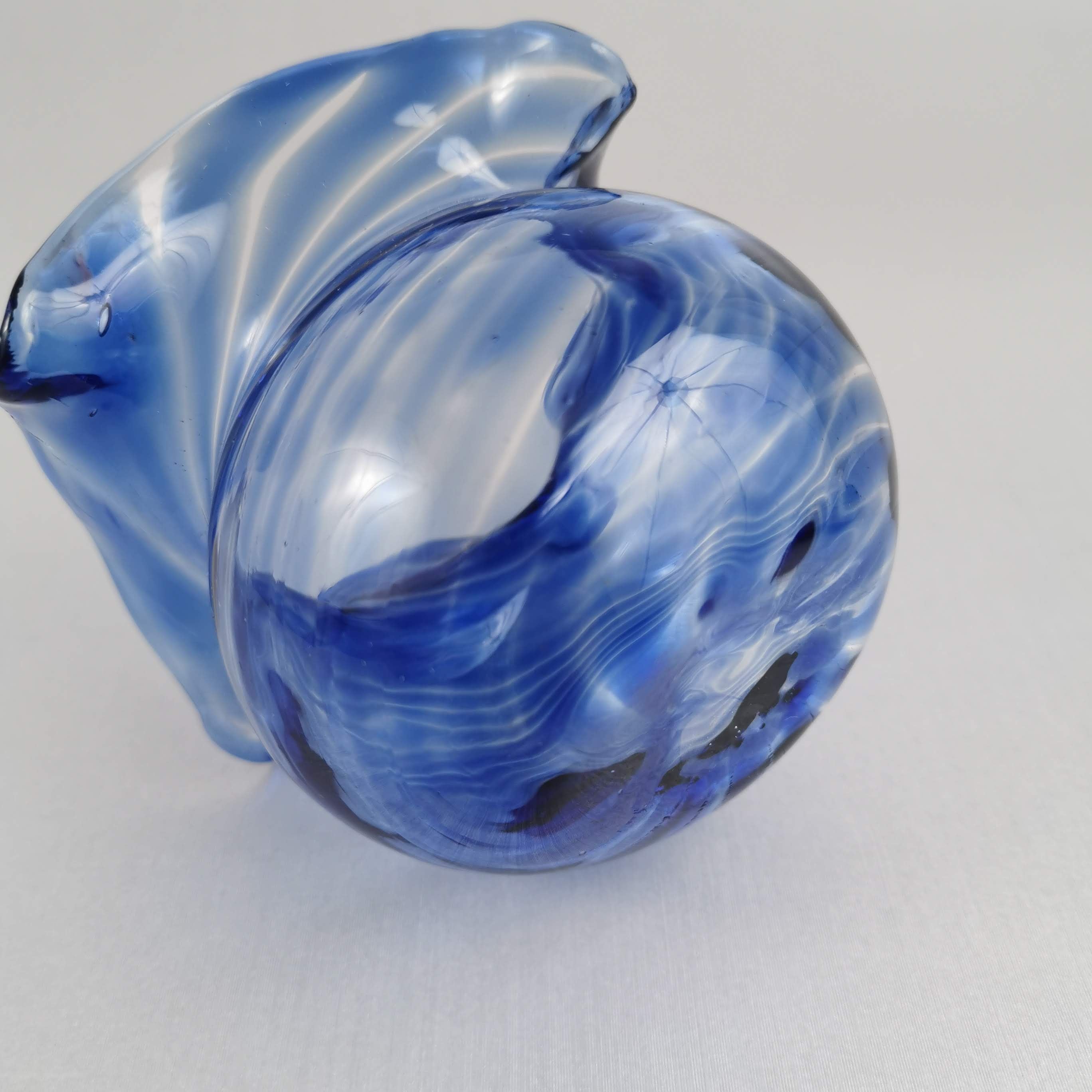 Art Glass  Bowl /Vase Blue wave