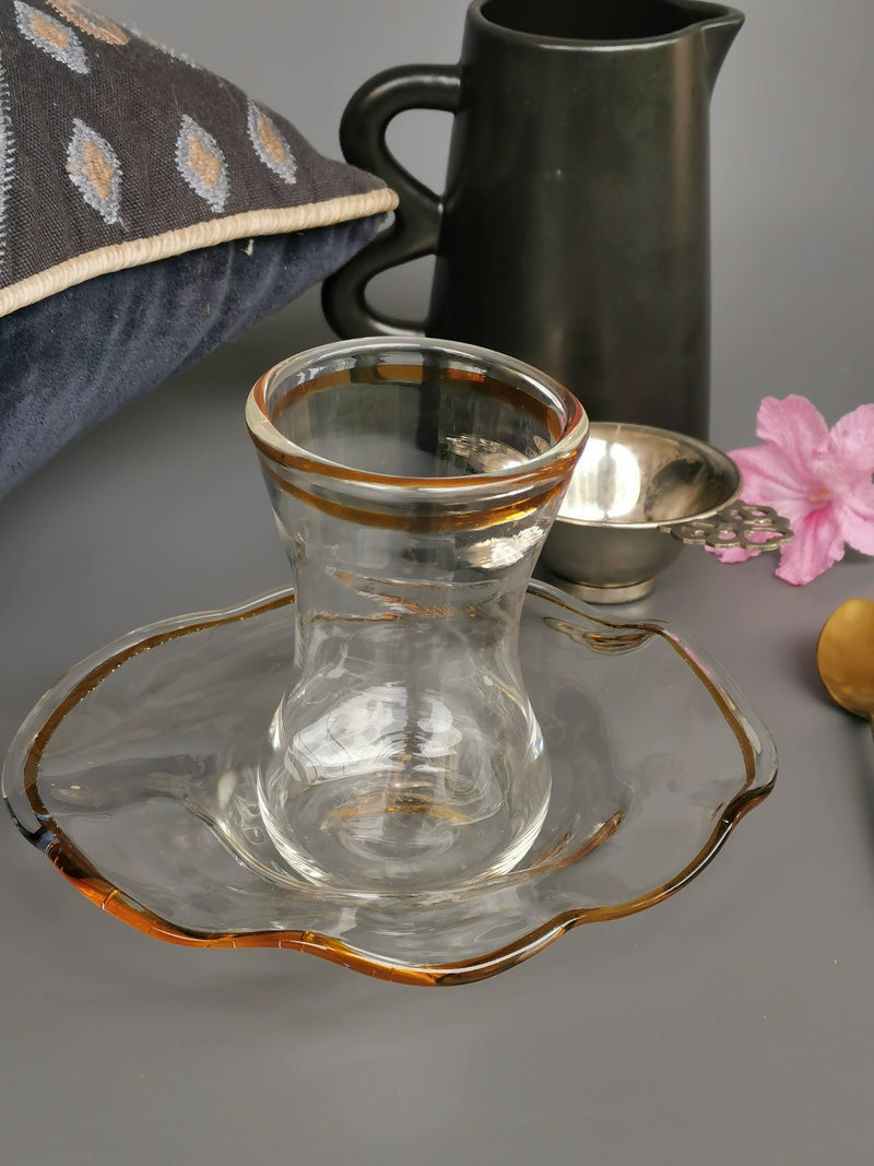 Handblown Glass Turkish Tulip Cup and Saucer Set