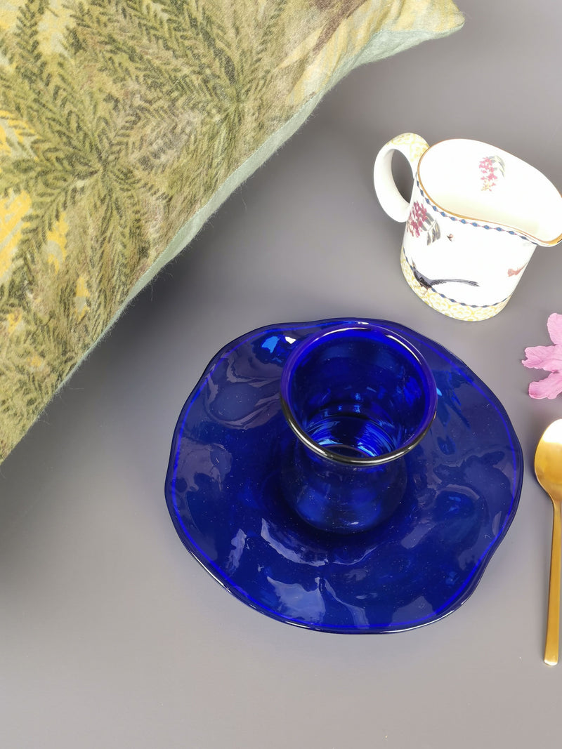 Handblown Glass Turkish Tulip Cup and Saucer Set