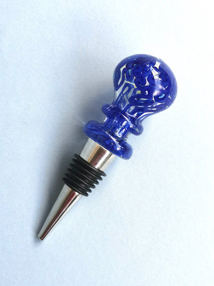 Maya Blue   Handblown Glass Wine Stoppers