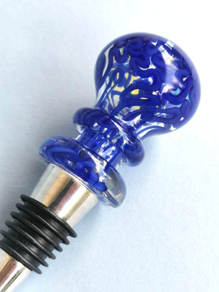 Maya Blue   Handblown Glass Wine Stoppers