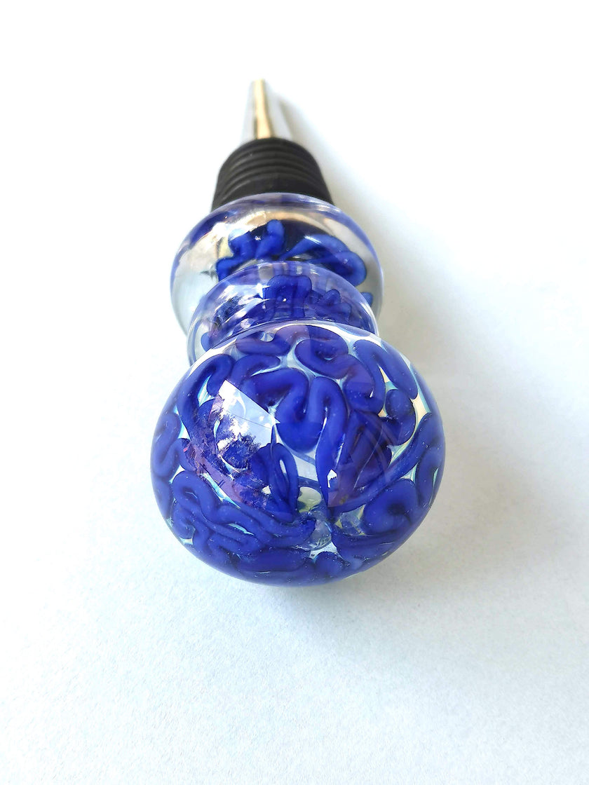 Maya Blue   Handblown Glass Wine Stoppers
