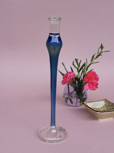 Elegant  vintage  glass candle holder - Sky