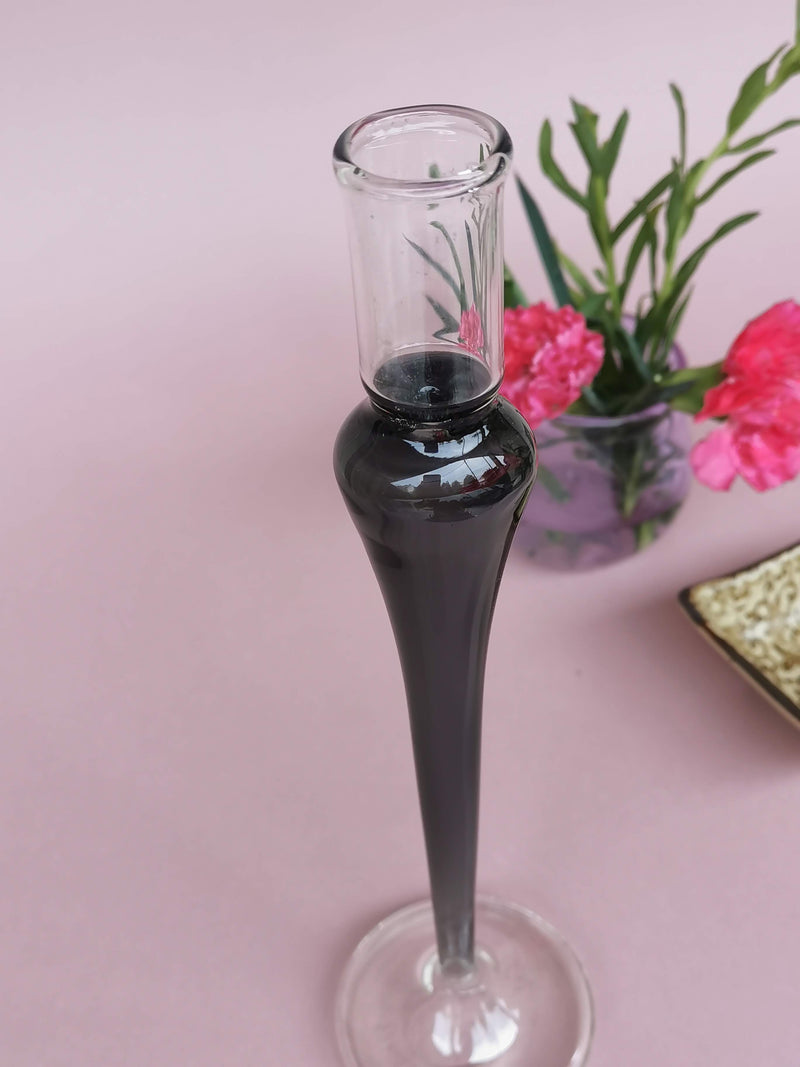 Vintage glass candle holder - Esker Grey