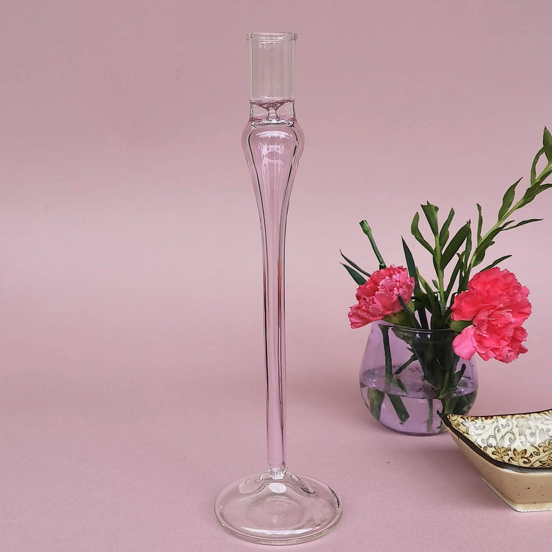 Vintage glass candle holder - Venus Pink