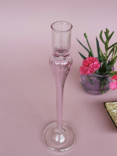 Vintage glass candle holder - Venus Pink