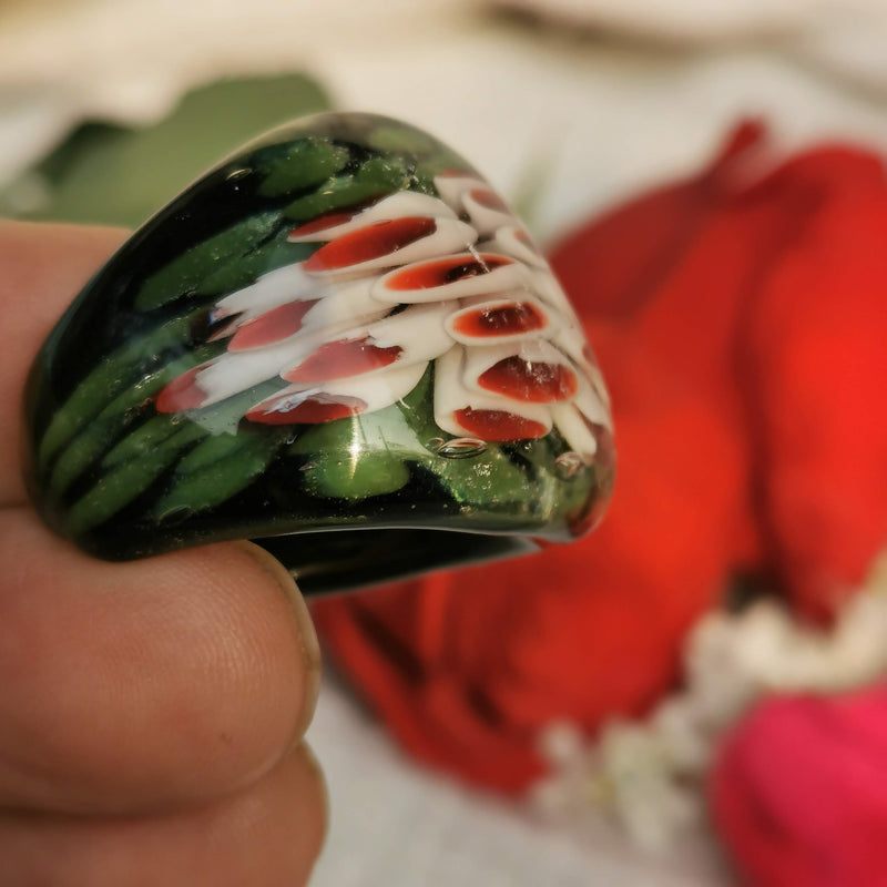Glass Rings for Women | Artisan Crafted Jewelry ( Melon Art Glass)