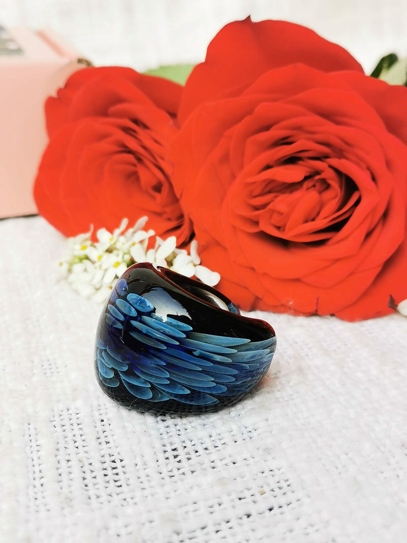 Glass Rings for Women | Artisan Crafted Jewelry ( Blue Art Glass)