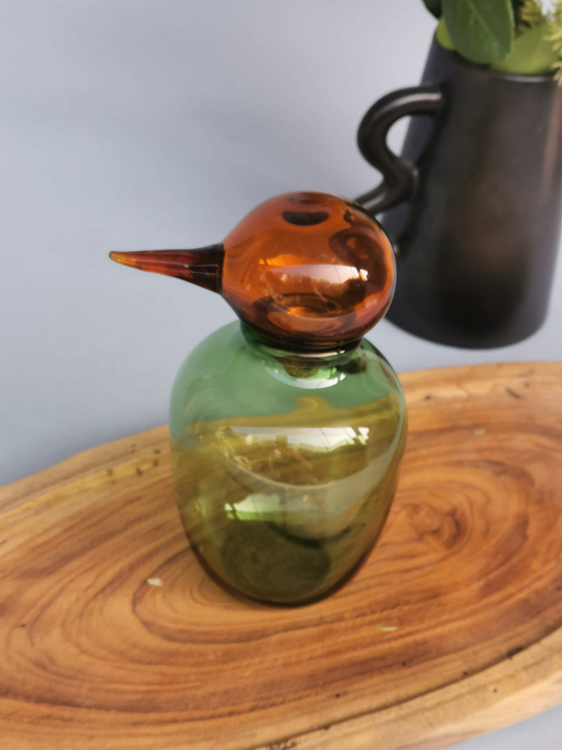 Glass Bird Figurine - Handblown (Jade Bob)