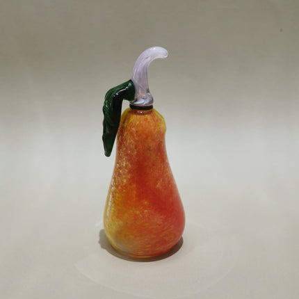 Murano Glass Style Decoration- Red Yellow Pear Art Glass