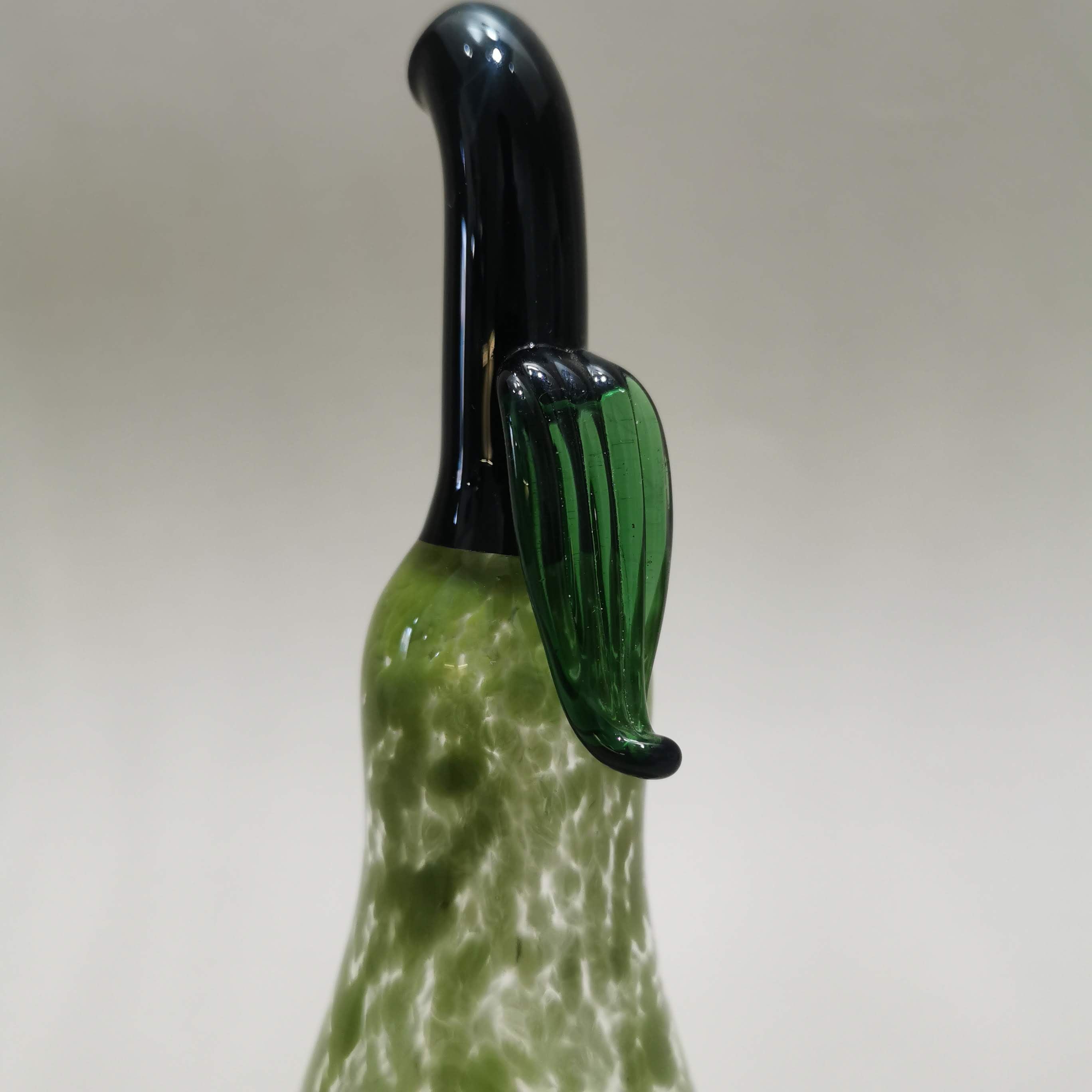 Murano Glass Style Decoration- Green Splash Pear Art Glass