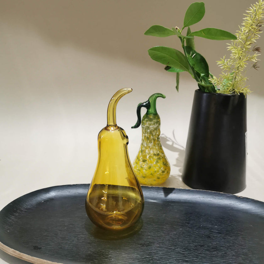 Murano Glass Style Decoration- Pear Amber