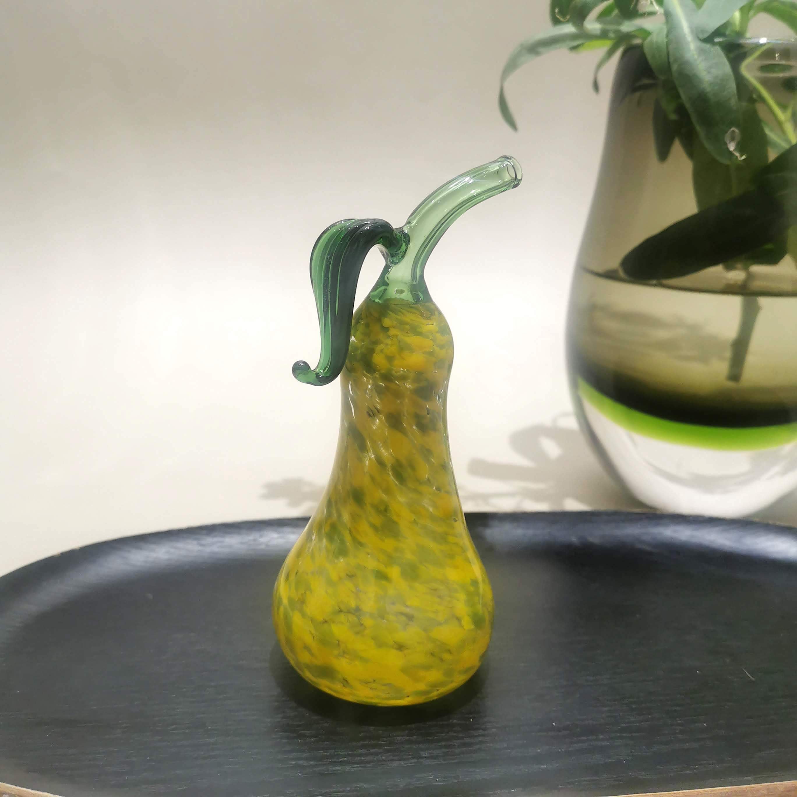 Murano Glass Style Decoration- Color Splash Pear Art Glass