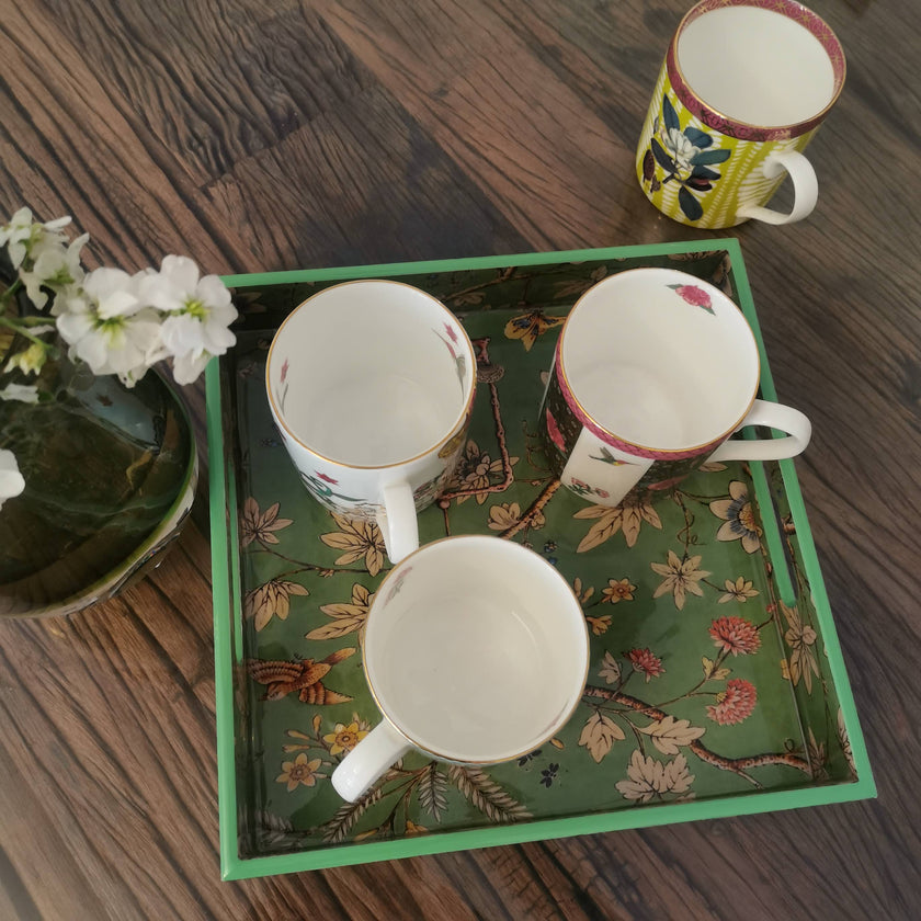 New Bird Green  Tray/ Serving Tray/  Home decor Tray- 10 inches