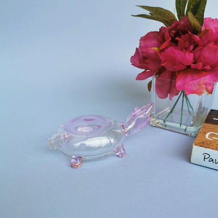 Collectible Glass  Art Turtles- Pink