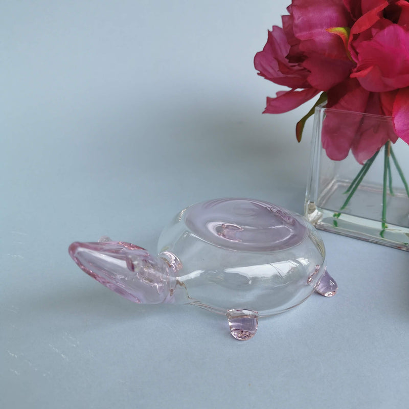 Collectible Glass  Art Turtles- Pink