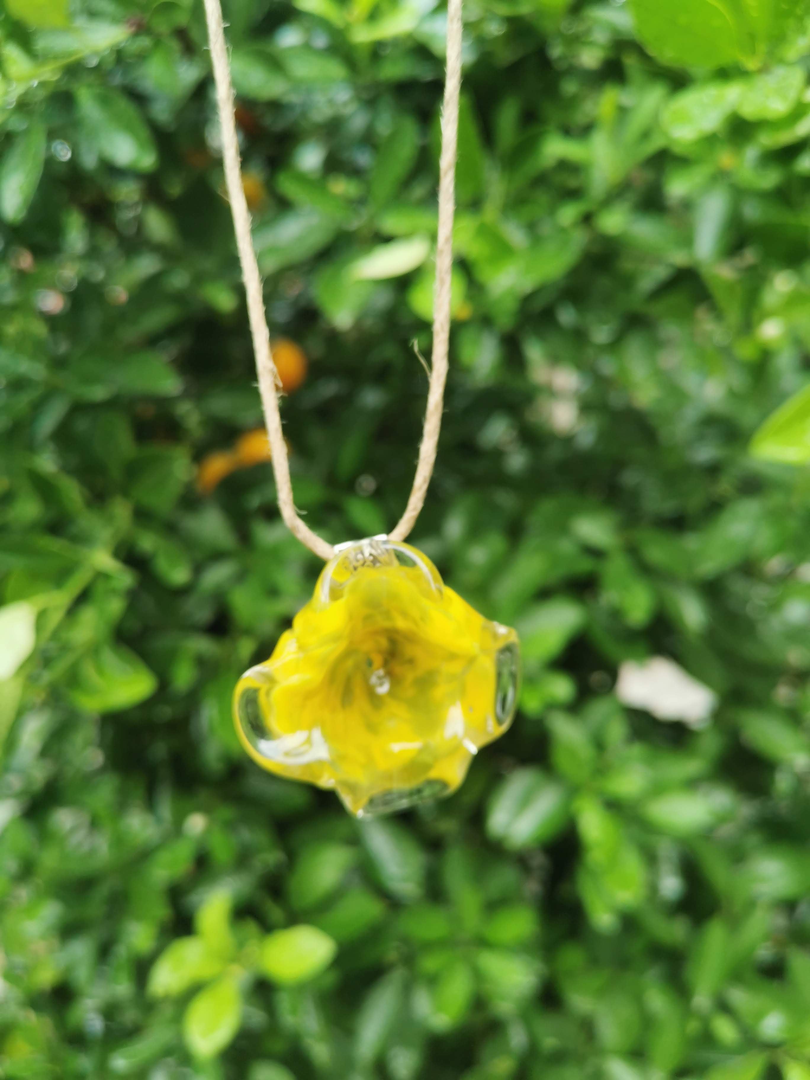 Flower Series Necklace - Yellow Abstract