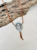 Metal Goddess in  Vortex- Abstract Glass Art Necklace