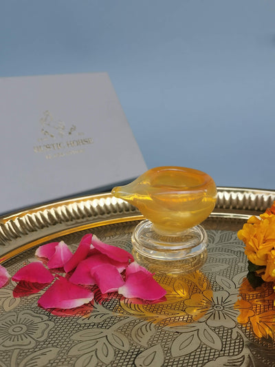 Art Glass Puja Diya-  Kesari Kiran (Set of 2)