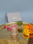 Art Glass Puja Diya-  Gulab ki Kali (set of 2 Festive Pack)