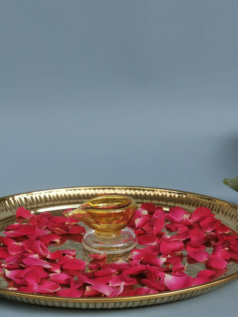 Art Glass Puja Diya-  Ambar Jyot (Set of 2)