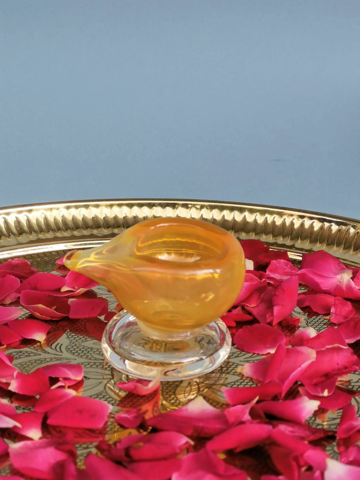 Art Glass Puja Diya-  Kesari Kiran (Set of 2)