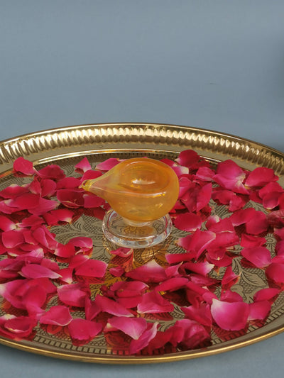 Art Glass Puja Diya-  Kesari Kiran (Set of 2)