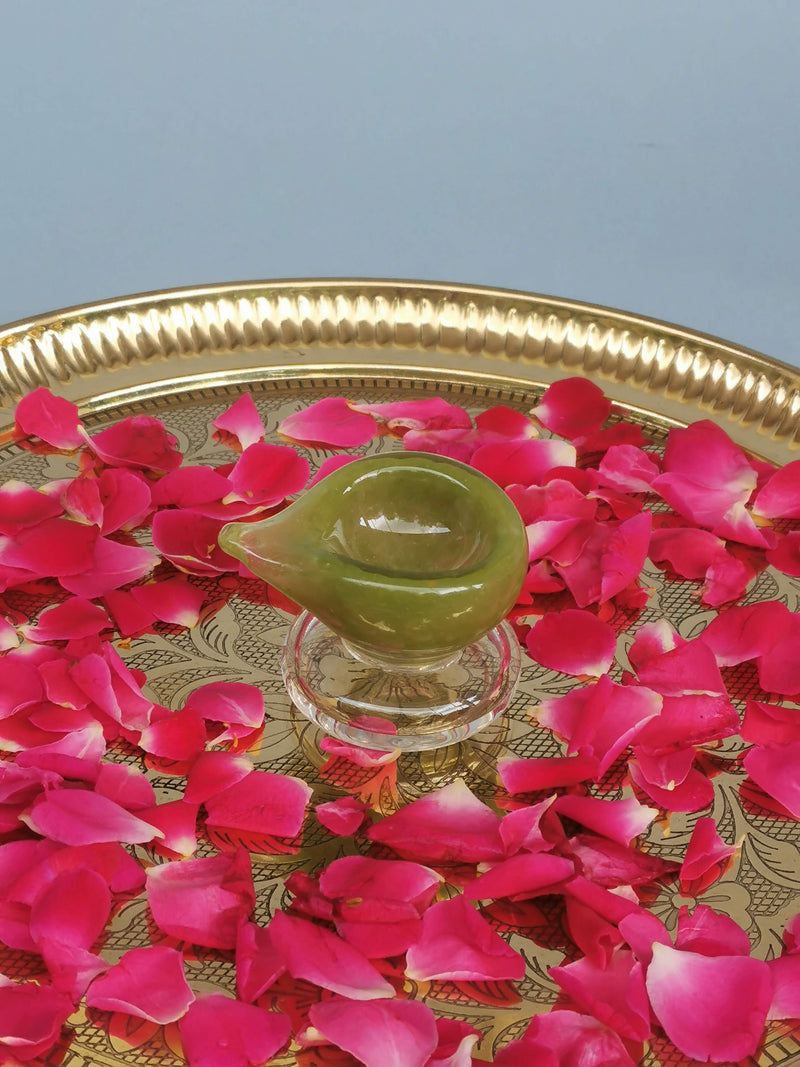 Art Glass Puja Diya-  Mehndi ki Mehak