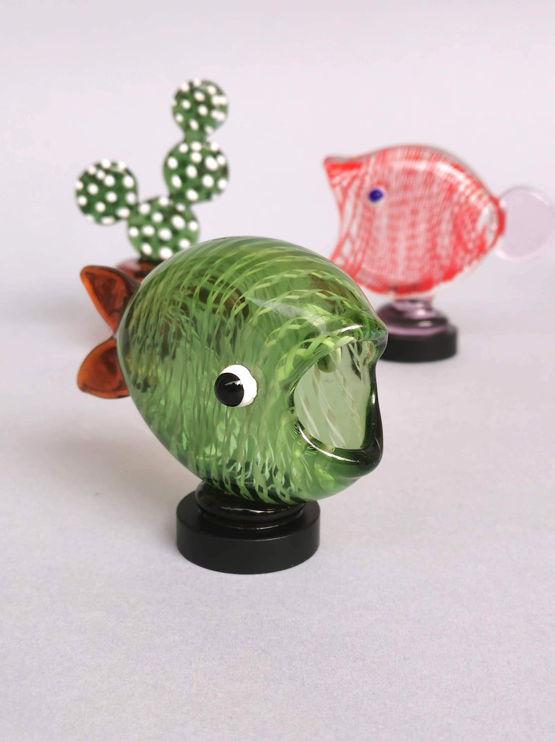 Fish Table Decor Glass- Minty Midori