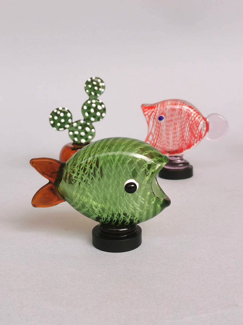 Fish Table Decor Glass- Minty Midori