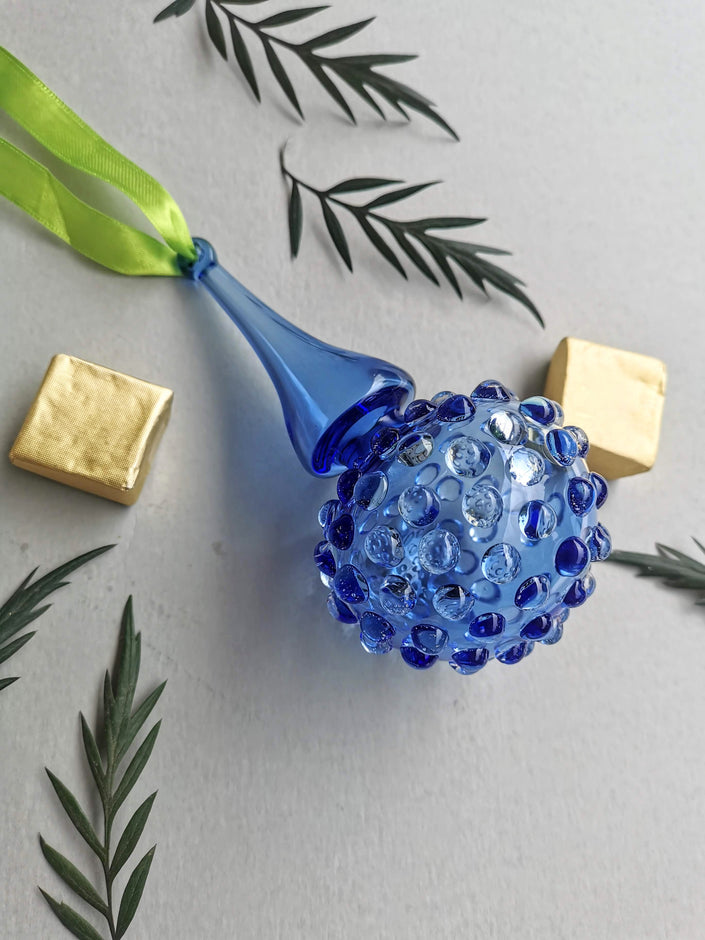 Handblown Glass Ornament -  Lumina, Moroccon Blue