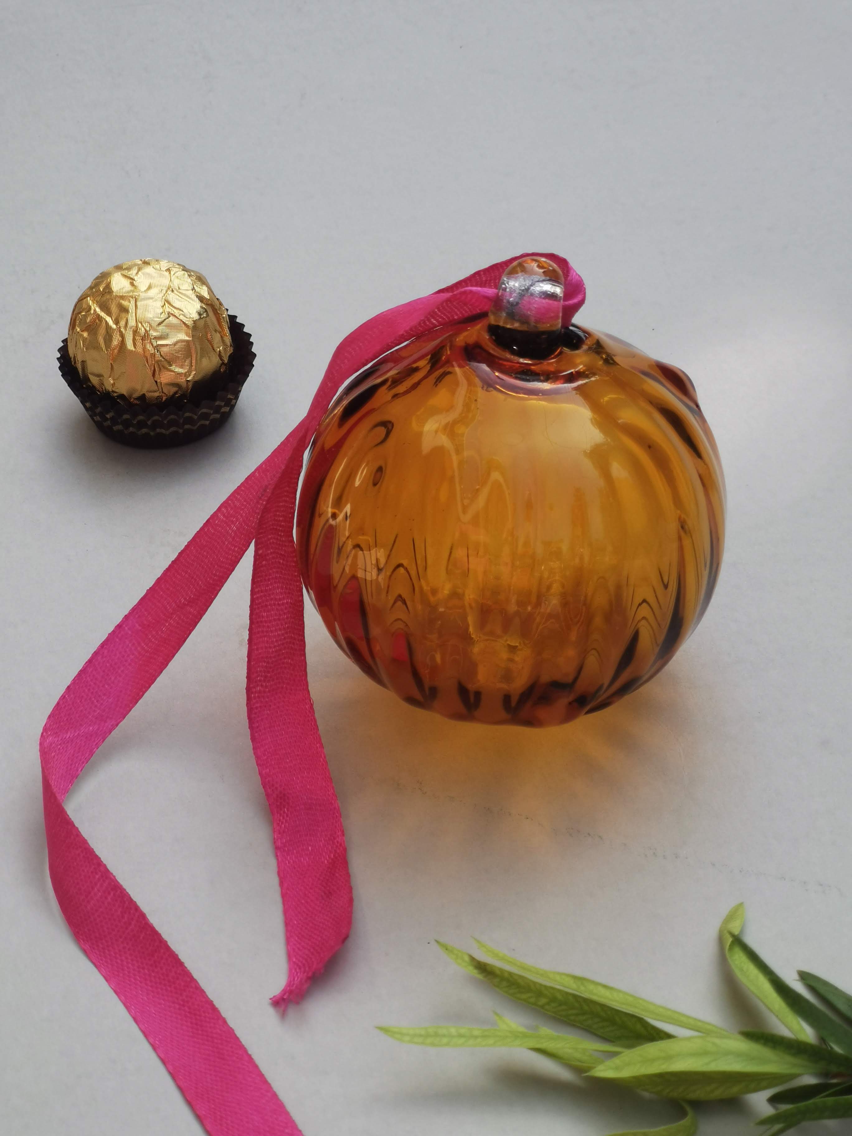 Amber Flute-  Handblown Glass Ornament